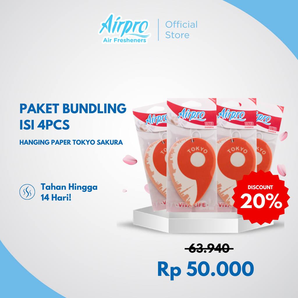 Airpro Paket Hanging Paper Tokyo Sakura isi 4pcs - Pengharum & Parfum Mobil Harga 50,000 rupiah*Gratis Ongkir