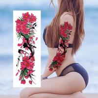 TATO Temporer FULL lengan AC-002 MOTIF BUNGA SAKURA PINK size 48x17cm tahan 2-4 hari