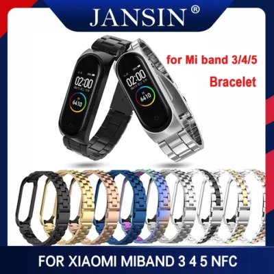 Stainless Steel Wrist Strap For Xiaomi Mi Band 6 5 Metal Watch Band Smart Bracelet For MiBand 6 4 3 Belt Replaceable Watch Straps + TPU Screen Protector