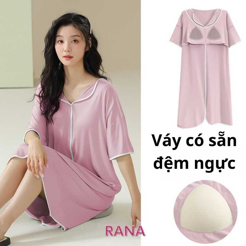Váy suông, đầm suông có sẵn đệm ngực cho nữ, váy chô mẹ bầu, bỉm sữa mẫu mới sang chảnh mặc nhà, mặc ngủ, mặc ra ngoài