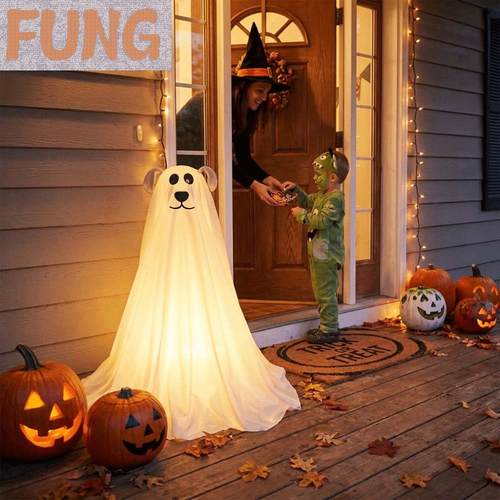 FUNG วัสดุทนต่อสภาพอากาศ ของตกแต่งฮาโลวีนรูปสุนัขผี ไฟ LED แบบนุ่มนวล ไฟ LED ควบคุมระยะไกล สุนัขผีที่ยืนอยู่ได้ด้วยตัวเอง ลูกสุนัขผีสิงแสนอ่อนโยน การออกแบบที่มีน้ำหนักเบา ของตกแต่งฮาโลวีน การตกแต่งเฉลียงหน้าบ้าน ราคา 519 บาท*ส่งฟรี