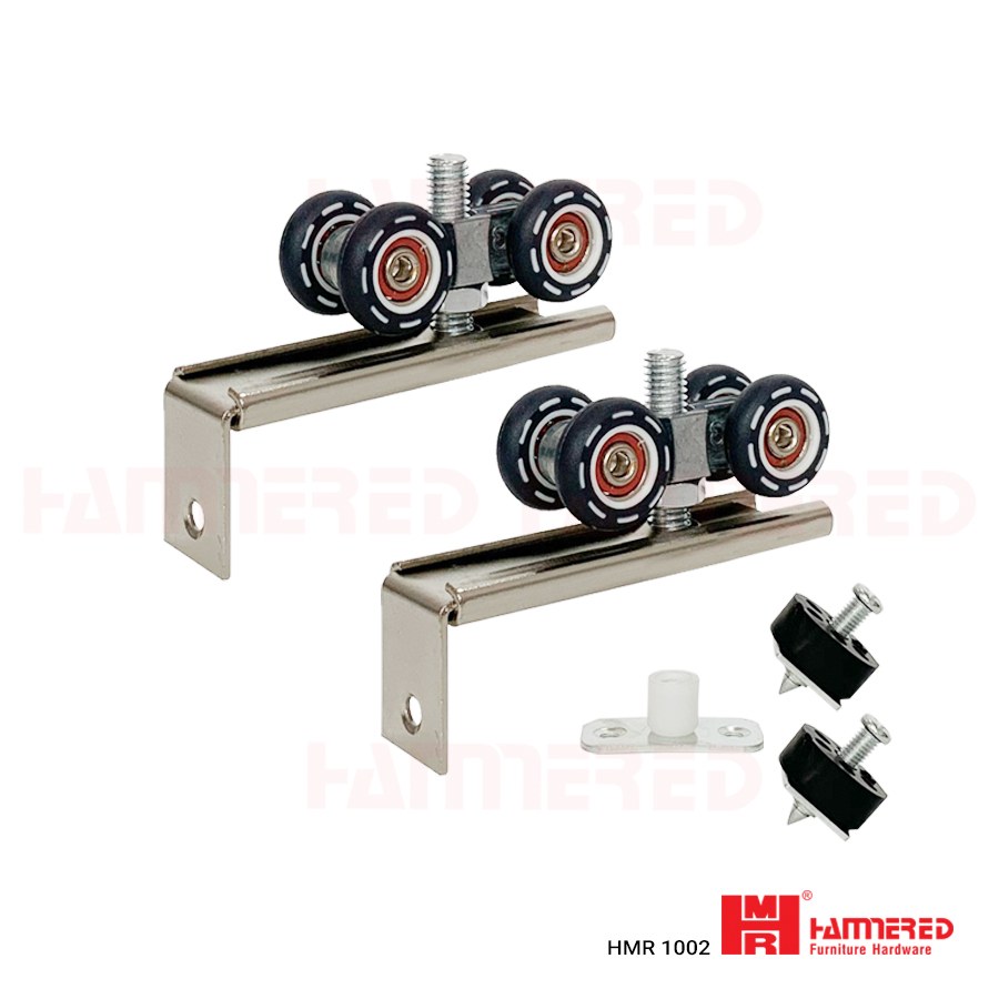 Bánh xe lùa cửa 4 bánh hmr 1002 - bánh xe lùa treo hammered 4 bánh hộp ccatton - bánh xe cửa lùa nhôm/gỗ/sắt
