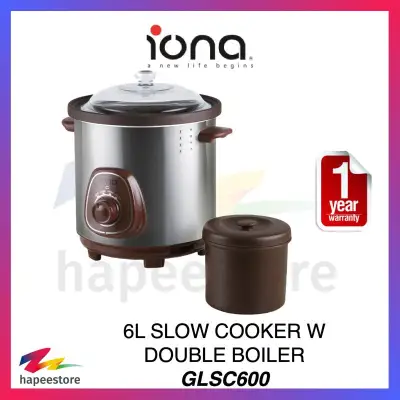 Iona 6L Purple Clay Auto Slow Cooker with Double Boiler - GLSC600 (1 Year Warranty)