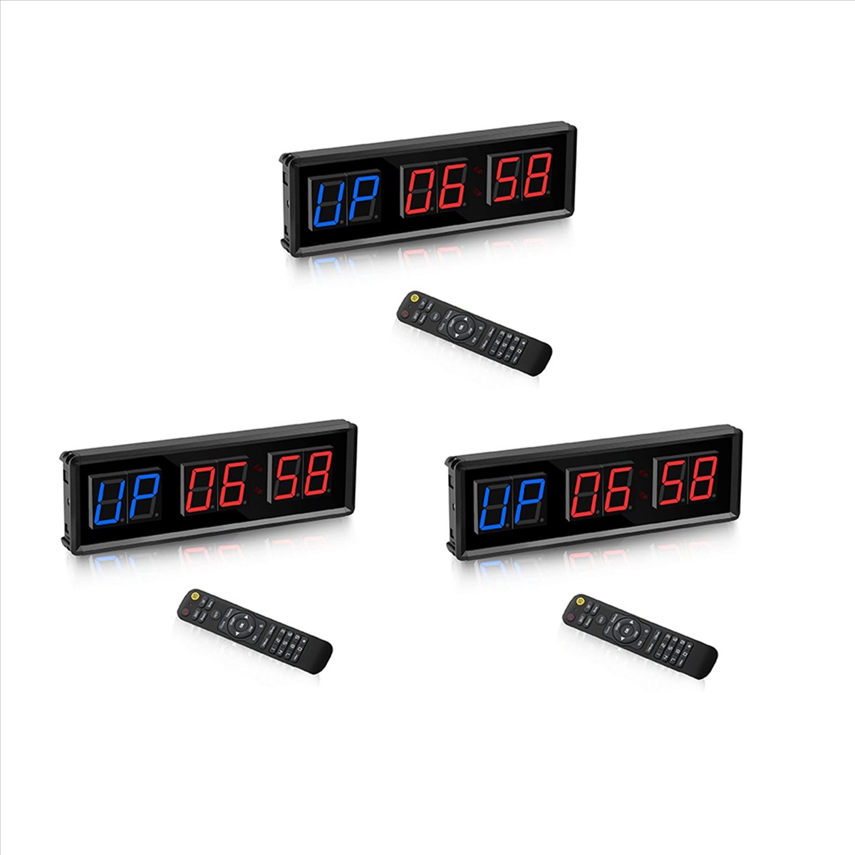 เครื่องครัวและอุปกรณ์บนโต๊ะอาหาร Umwhcw (LAWC) 3X GYM TIMER,LED Interval TIMER นาฬิกานับถอยหลังแบบดิจิตอลฟิตเนสจับเวลา,1.5 นิ้วตัวเลขลง/ขึ้นนาฬิกาจับเวลา