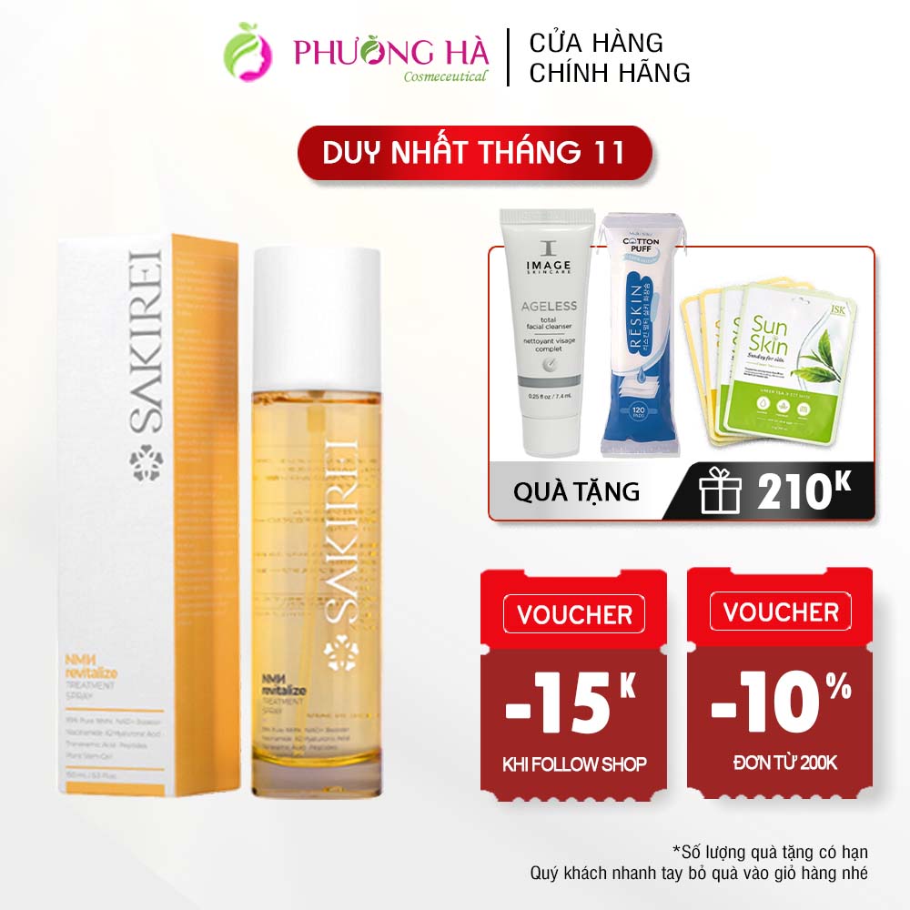 Xịt NMN & HA chống lão hóa, cấp ẩm, phục hồi tế bào da Sakirei NMN Revitalize Treatment Spray 150ml