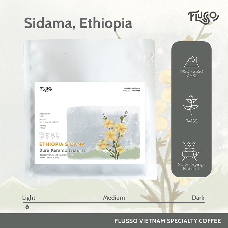 Cà phê Specialty Ethiopia Sidama Niguse Gemeda Bura Karamo Shade Slow Drying Natural
