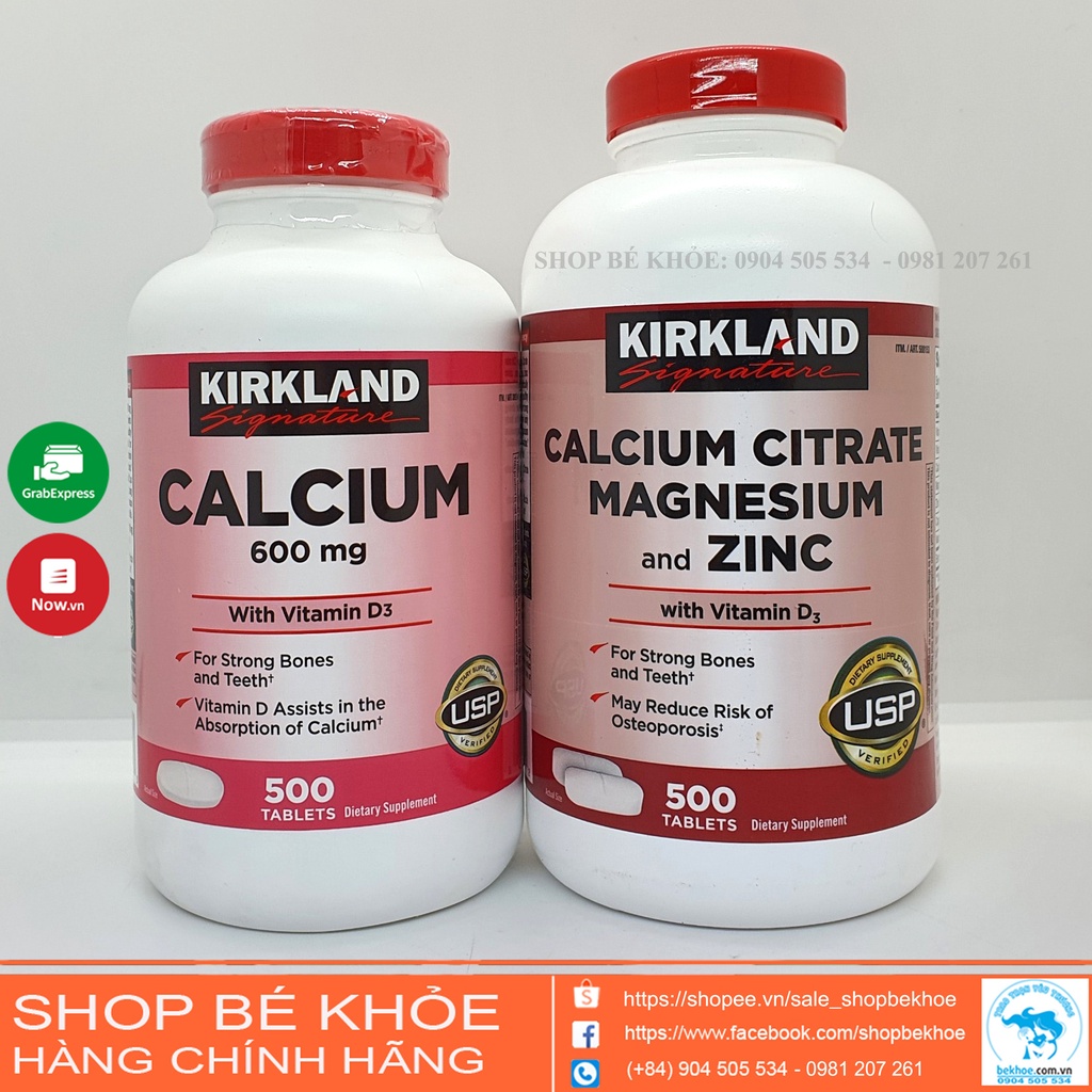 Viên Uống Canxi Kirkland- Calcium + D3 Kirkland 500 viên