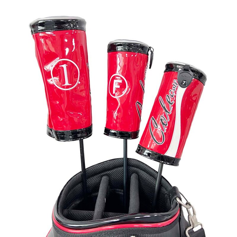 Golf Wood Cover Fashion Coke Can Golf Headcover For Driver Fairway Waterproof Protector PU Leather Golf Club Covers Number Tag
