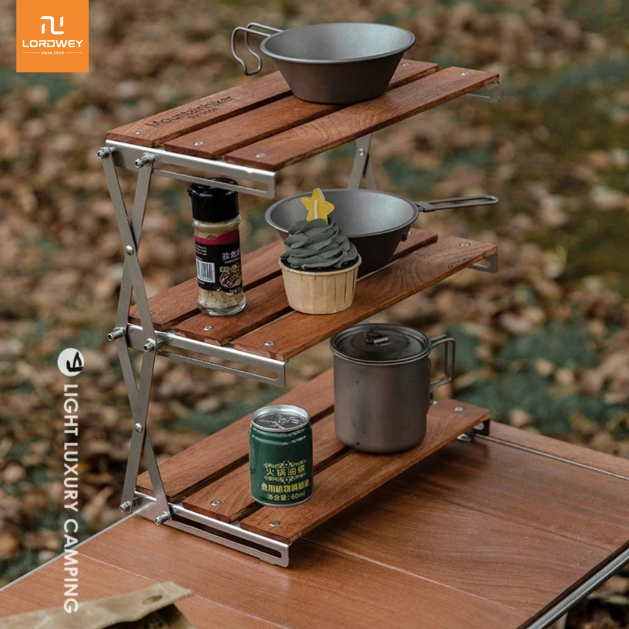 LORDWEY | MOUNTAINHIKER Outdoor Camping Rack Portable Three-tier Rack Easy To Carry Foldable Picnic Camping Barbecue Folding Table ราคา 2,212 บาท*ส่งฟรี
