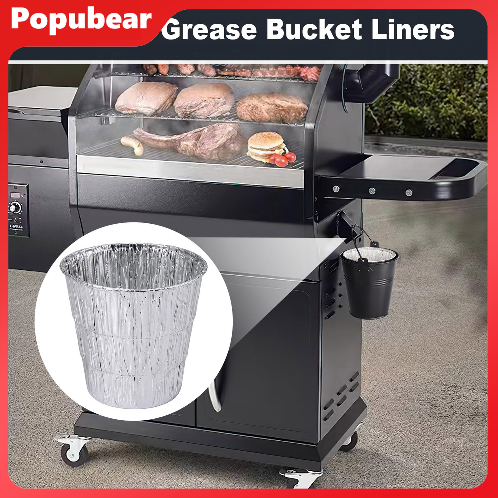25Pcs Disposable Grease Bucket Liner Heat Resistant BBQ Tin Foil Grease Drip Tray Replacement Kit Outdoor Barbecue Grill Accessories ราคา 896 บาท*ส่งฟรี