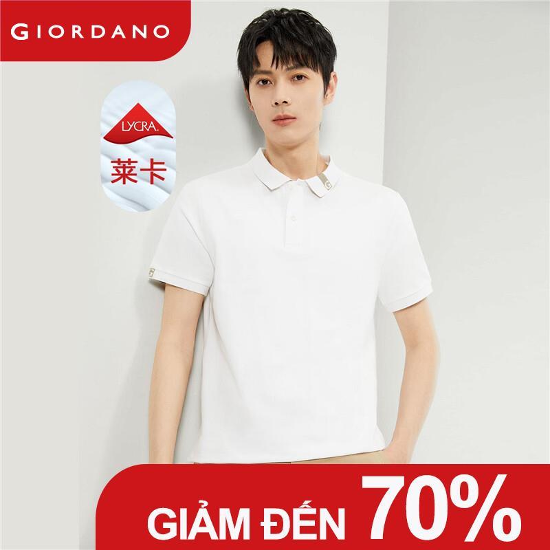 GIORDANO Nam Áo Sơ Mi Polo Tương Phản Chữ Cổ Áo Sơ Mi Polo Tay Ngắn Co Giãn Mùa Hè Thời Trang Áo Sơ Mi Polo 01014413