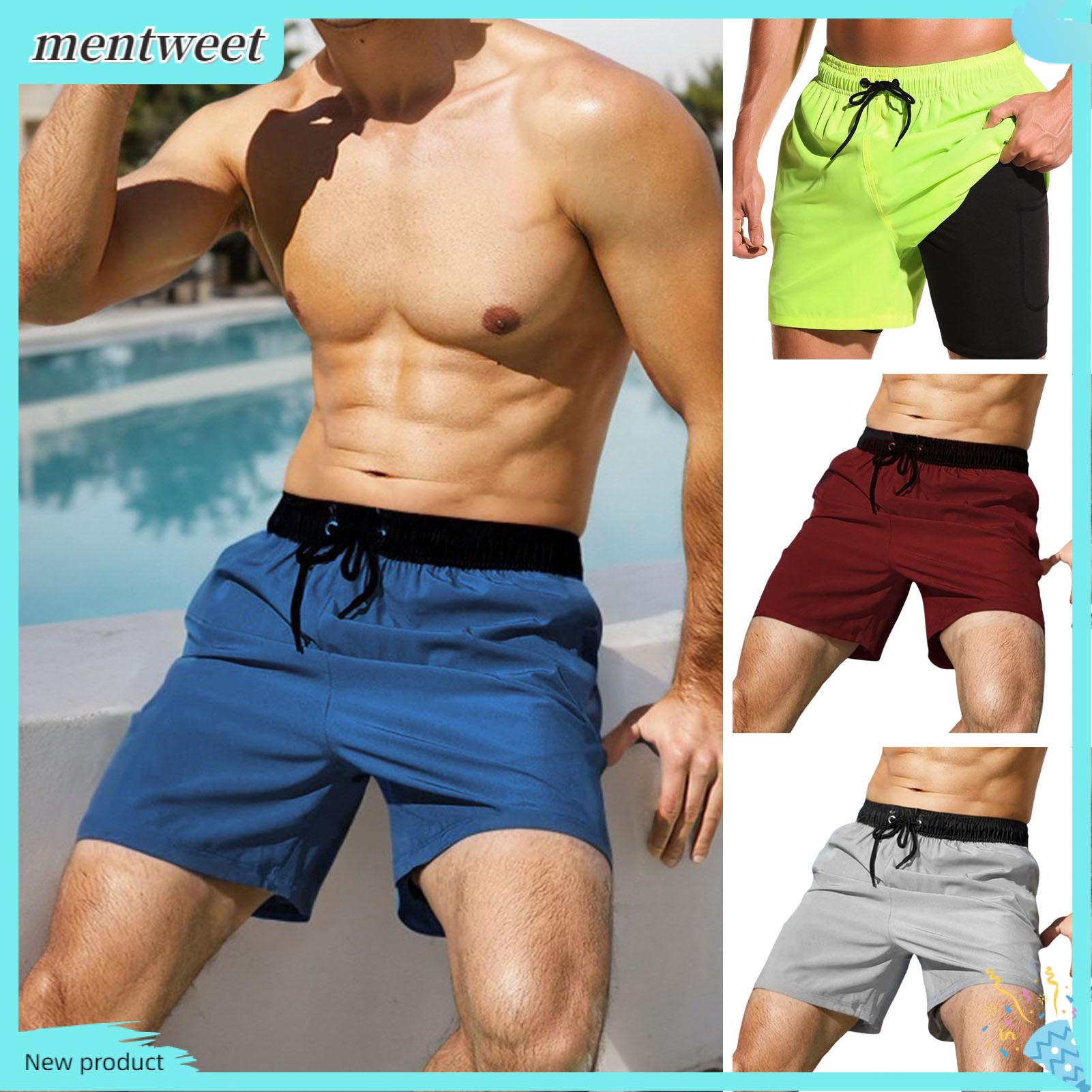 Versatile Sports Shorts Sports Shorts Men's Summer Shorts with Pockets and Adjustable Waistband for Beach Gym and Work Double Layer Athletic Shorts for Men