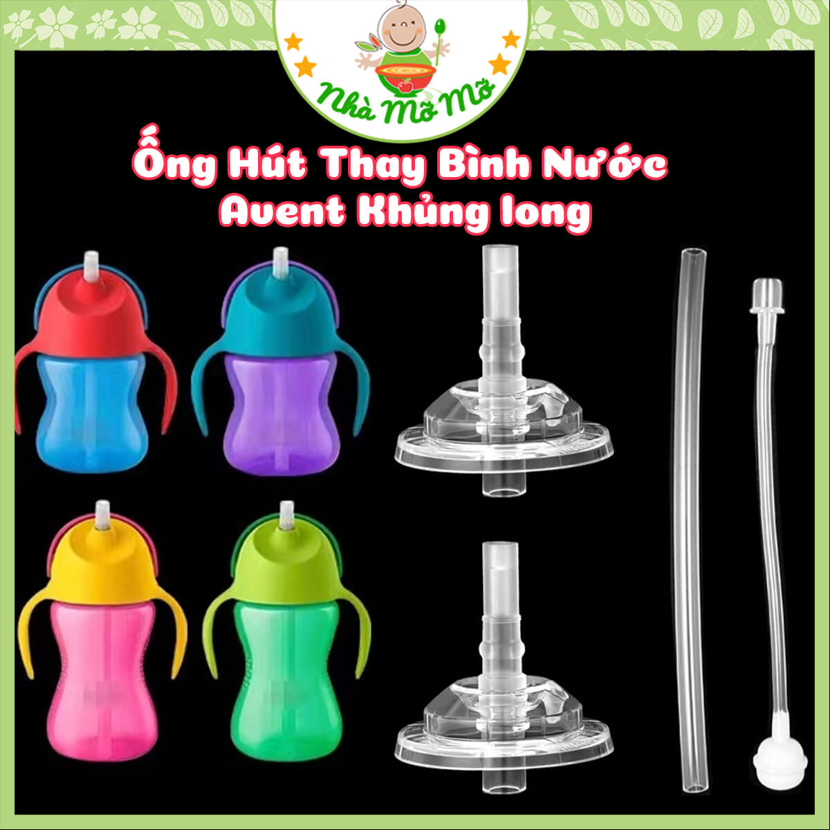 Ống hút thay thế bình nước avent khủng long phụ kiện thay thế bình nước avent nhà mỡ