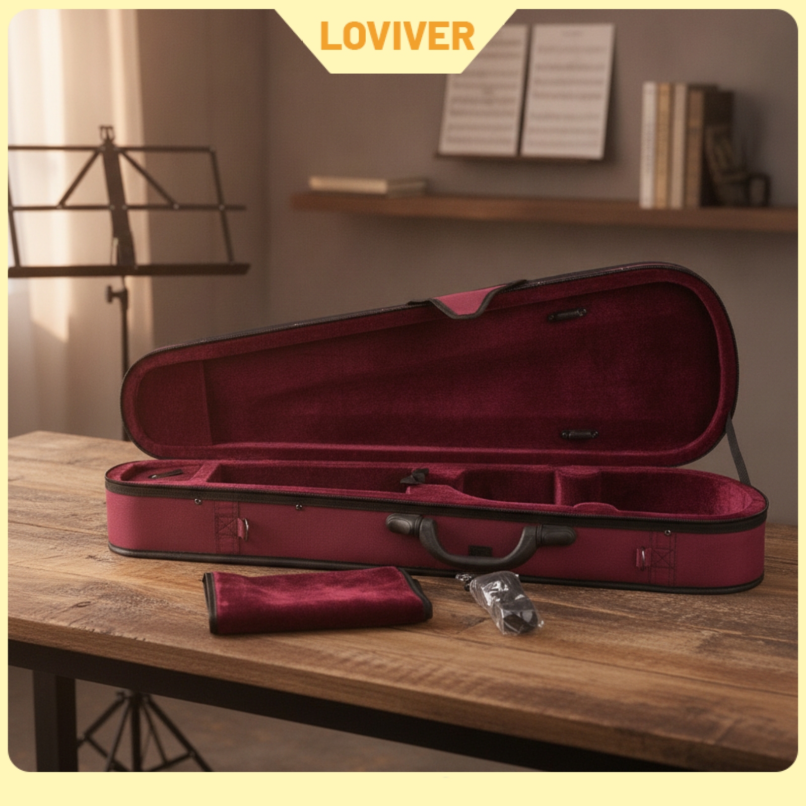 LOVIVER Soft Lined Triangular Violin Case Safeguarding Violin Case with Shoulder Strap Portable Travel for Violinists ราคา 2,015 บาท*ส่งฟรี