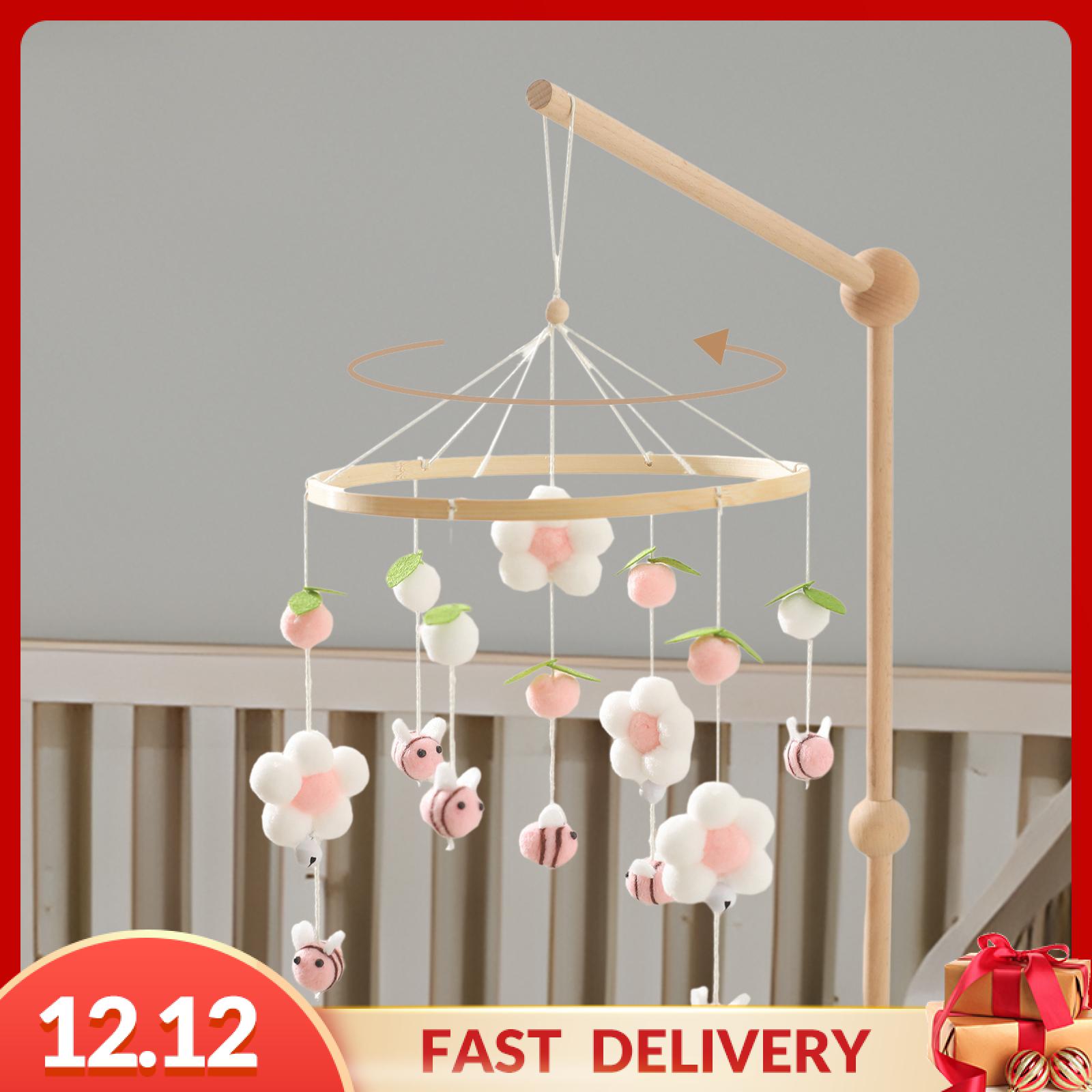 Pezhong Baby Crib Rattles Nursery Hanging Bed Bell Fresh Flowers and Bees