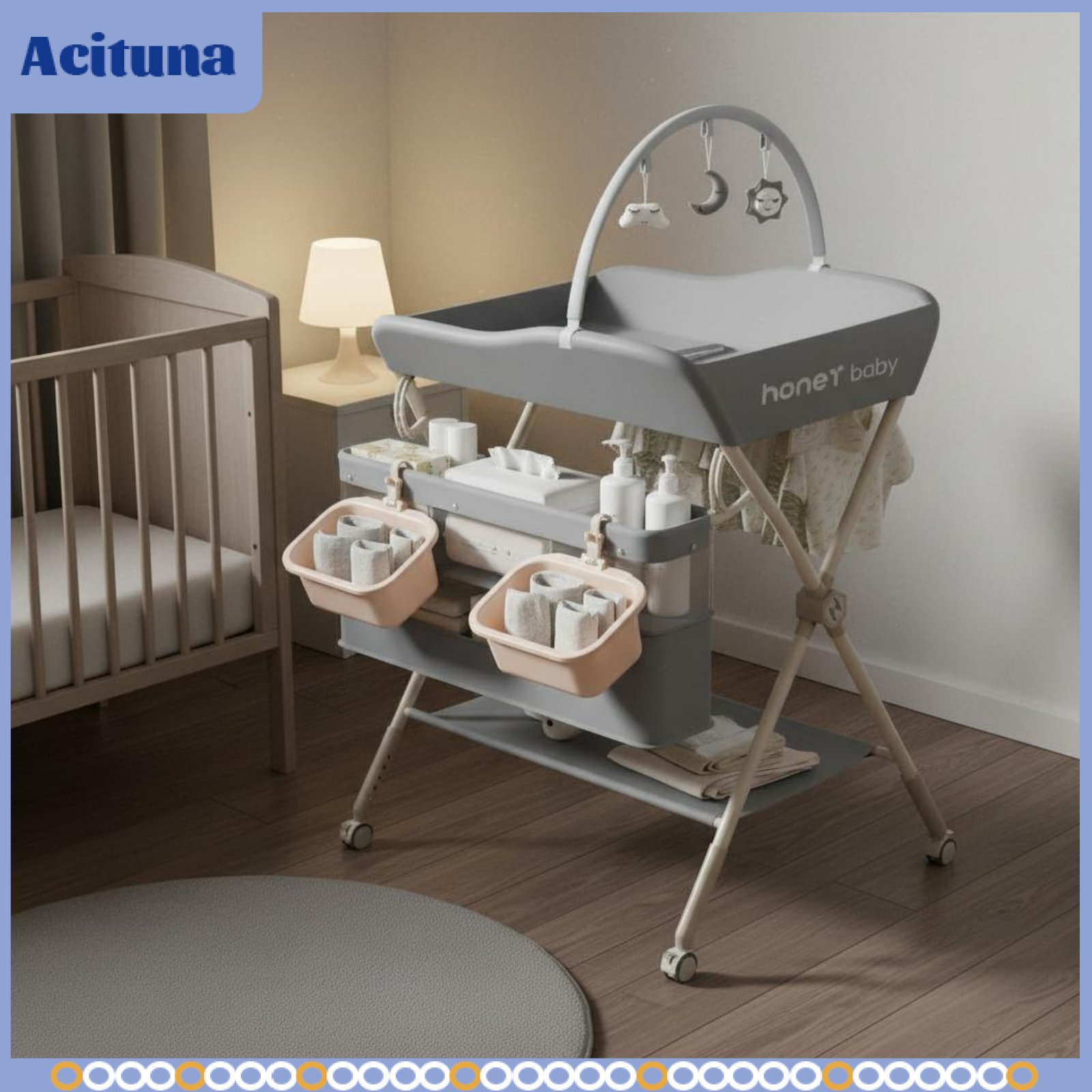 Acituna Multi-Use Baby Changing Table Sturdy Multifunction Baby Changing Table Waterproof Strong Load-Bearing for Newborns, Parents ราคา 8,059 บาท*ส่งฟรี