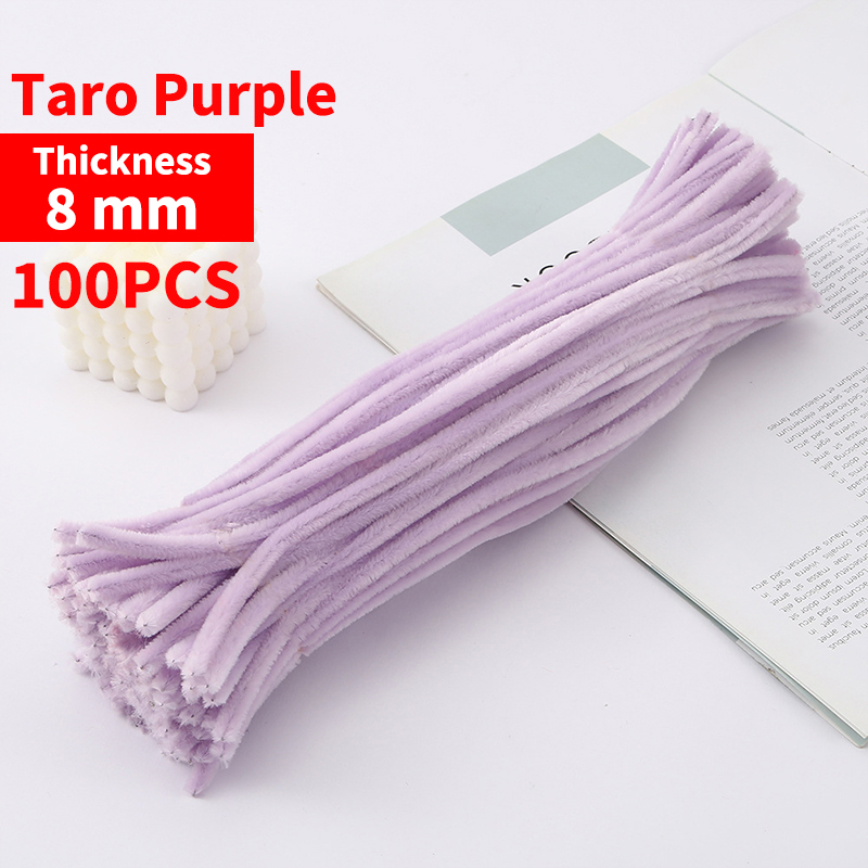 100PCS Fuzzy Wire Chenille Twist Wire for DIY Flower Pipe Cleaner Fuzzy Wire Bouquet Material Multicolour Craft Pipe Creative Hobby Children Plush Stick Chenille Sticks for Kids Handmade Toy Twisting Stick