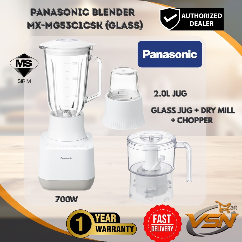 PANASONIC 700W 3 IN 1 BLENDER 2.0L (GLASS) WITH GLASS MILL & CHOPPER MX-MG53C1CSK Harga 410 Ringgit*Penghantaran Percuma