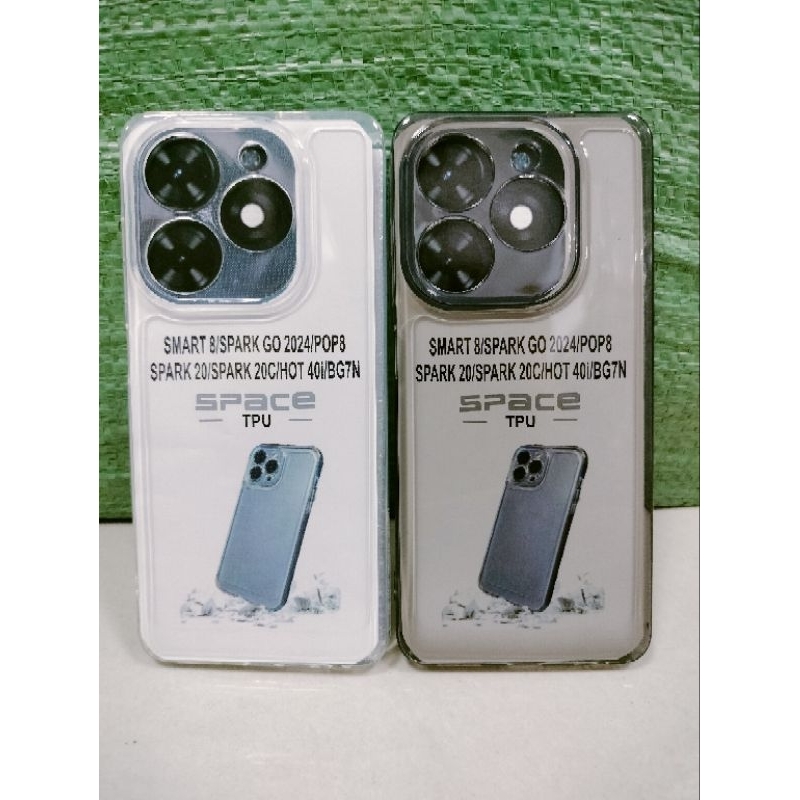 SOFTCASE CLEAR BLAKC SPACE TPU INFINIX SMART 8 2023 Smart 8 pro HOT 40i SPARK 20/C SILIKON BENING TRANSPARAN Harga 9,999 rupiah*Gratis Ongkir