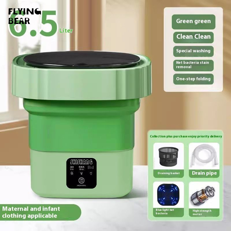 Flying Bear Máy Giặt Nhỏ Mini Có Thể Gập Lại Cho Thuê Nhà Nhà Di Động Khử Trùng Mini Đồ Lót Vớ Giặt