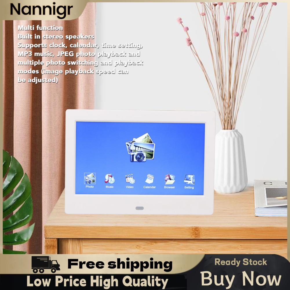 Nannigr กรอบรูปดิจิตอลหลายภาษา 100-240V ปฏิทิน 7 นิ้วกรอบรูปอิเล็กทรอนิกส์มัลติฟังก์ชั่นสำหรับบ้าน