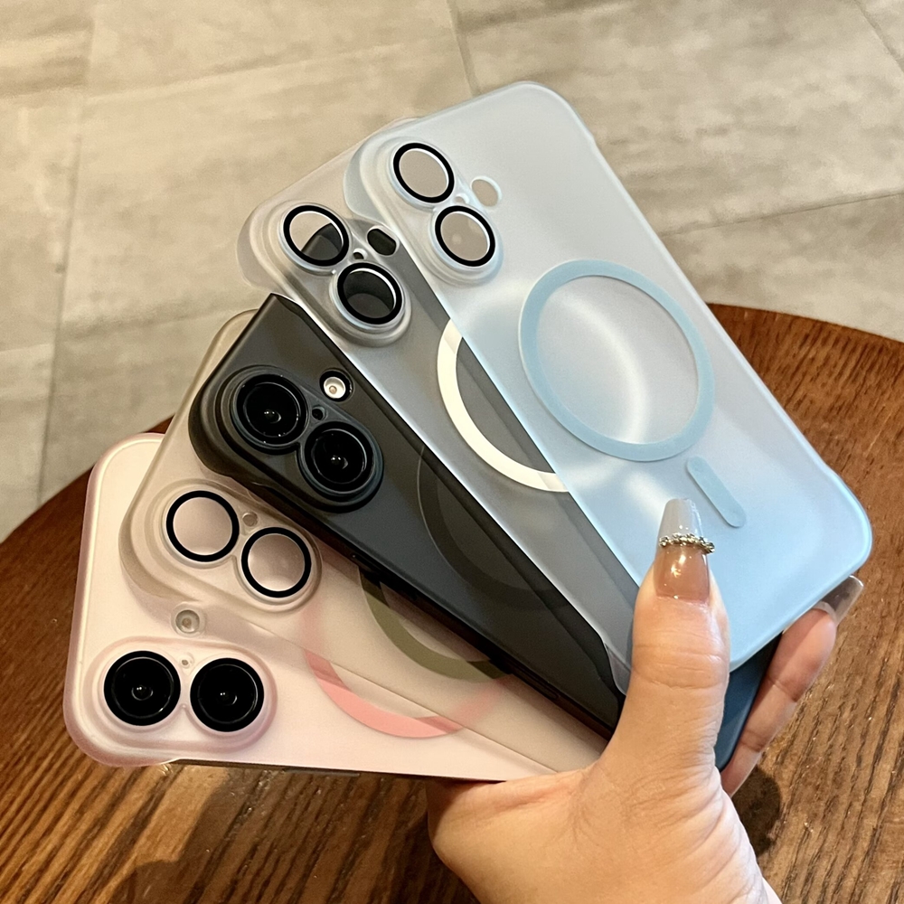  Sang Trọng Mới Mô Hình Không Khung Magsafe Trường Hợp Đối Với iPhone 16 15 13 14 12 14 Pro Max 16 Cộng Với Mỏng siêu mỏng mờ vòng bảo vệ ống kính máy ảnh của điện thoại Không Khung lưng PC Bìa 