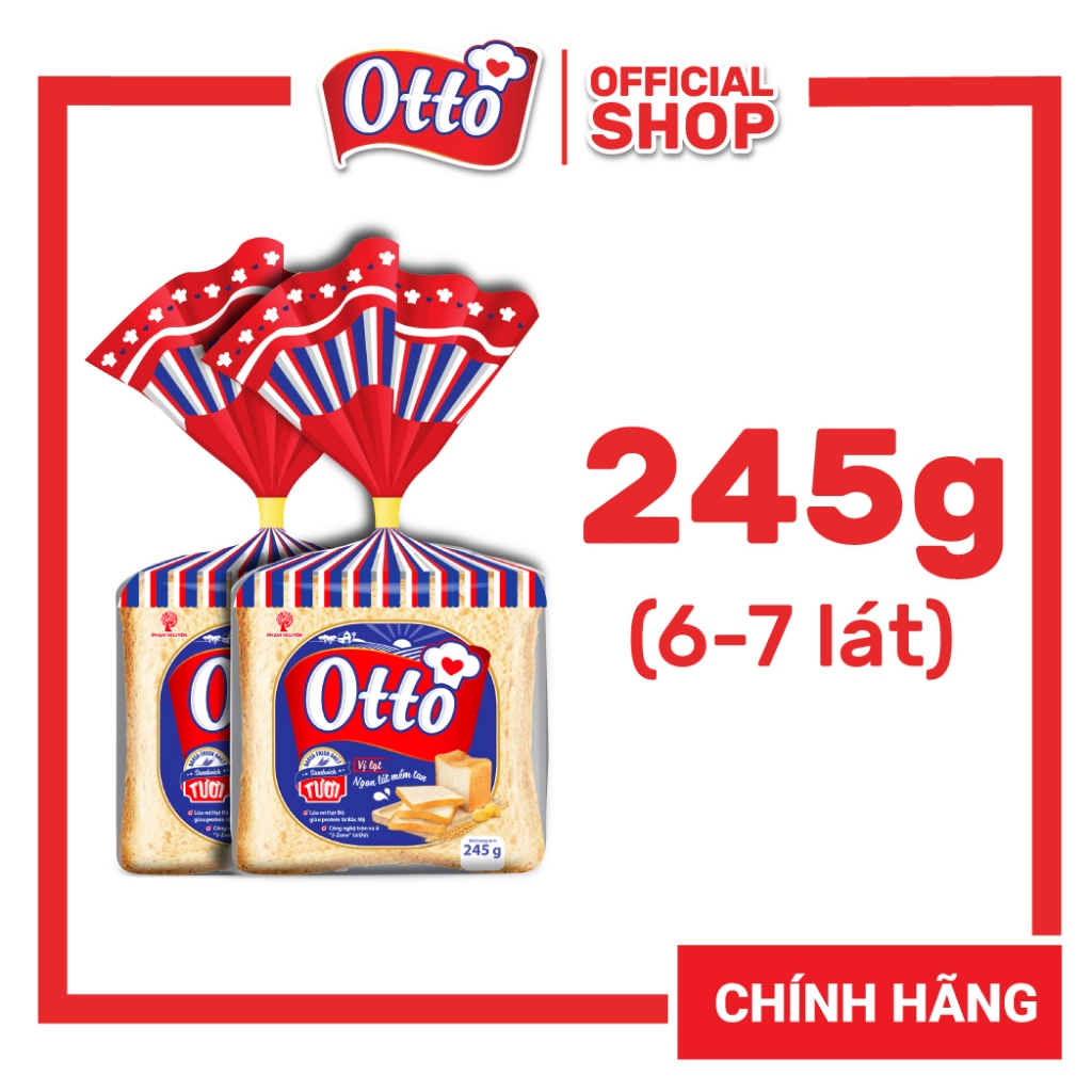 Combo 2 Túi Bánh Sandwich tươi lạt Otto (490g/245g) | Bánh ăn sáng | Bánh mì tươi | Đồ ăn vặt