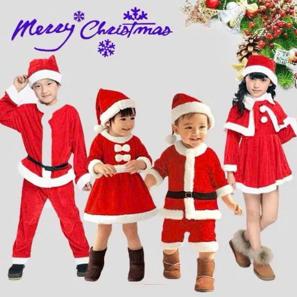  QUẦN ÁO NOEL   ĐẦM VÁY NOEL KÈM MŨ NÓN VẢI NHUNG TRANG PHỤC HÓA TRANG ÔNG GIÀ NOEL CHO BÉ TRAI VÀ BÉ GÁI DỊP GIÁNG SINH SẴN HCM 