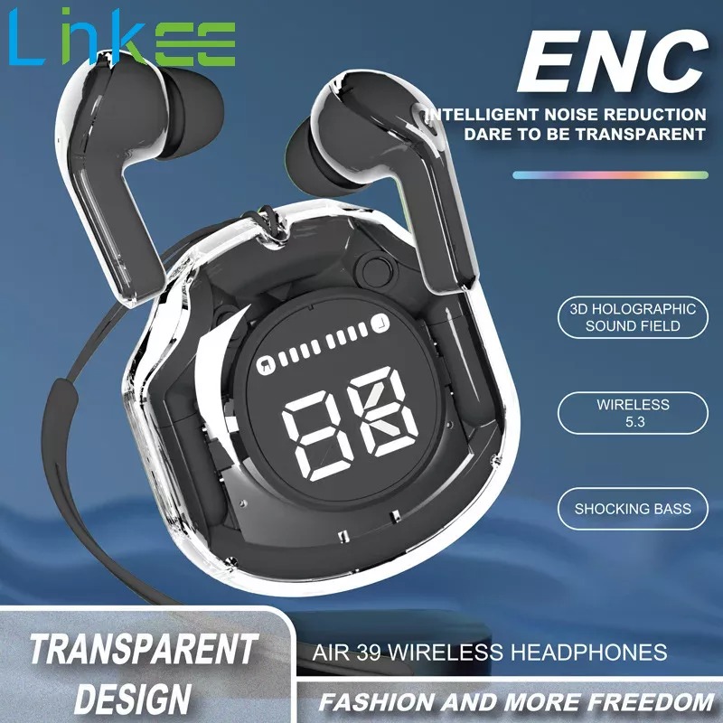 Mới trong suốt thời trang enc tiếng ồn hủy bỏ bluetooth 5.3 Tai nghe nhét tai earbuds không dây Tai nghe tai nghe làm việc với tất cả điện thoại di động