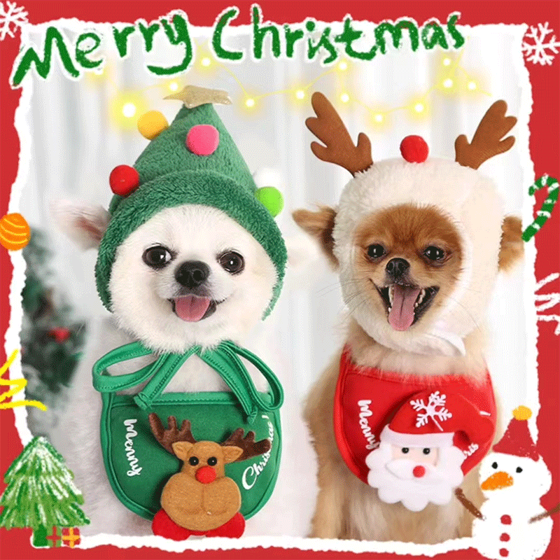 Product photo of Christmas Pet Bib and Hat for Dogs and Cats from its Lazada listing