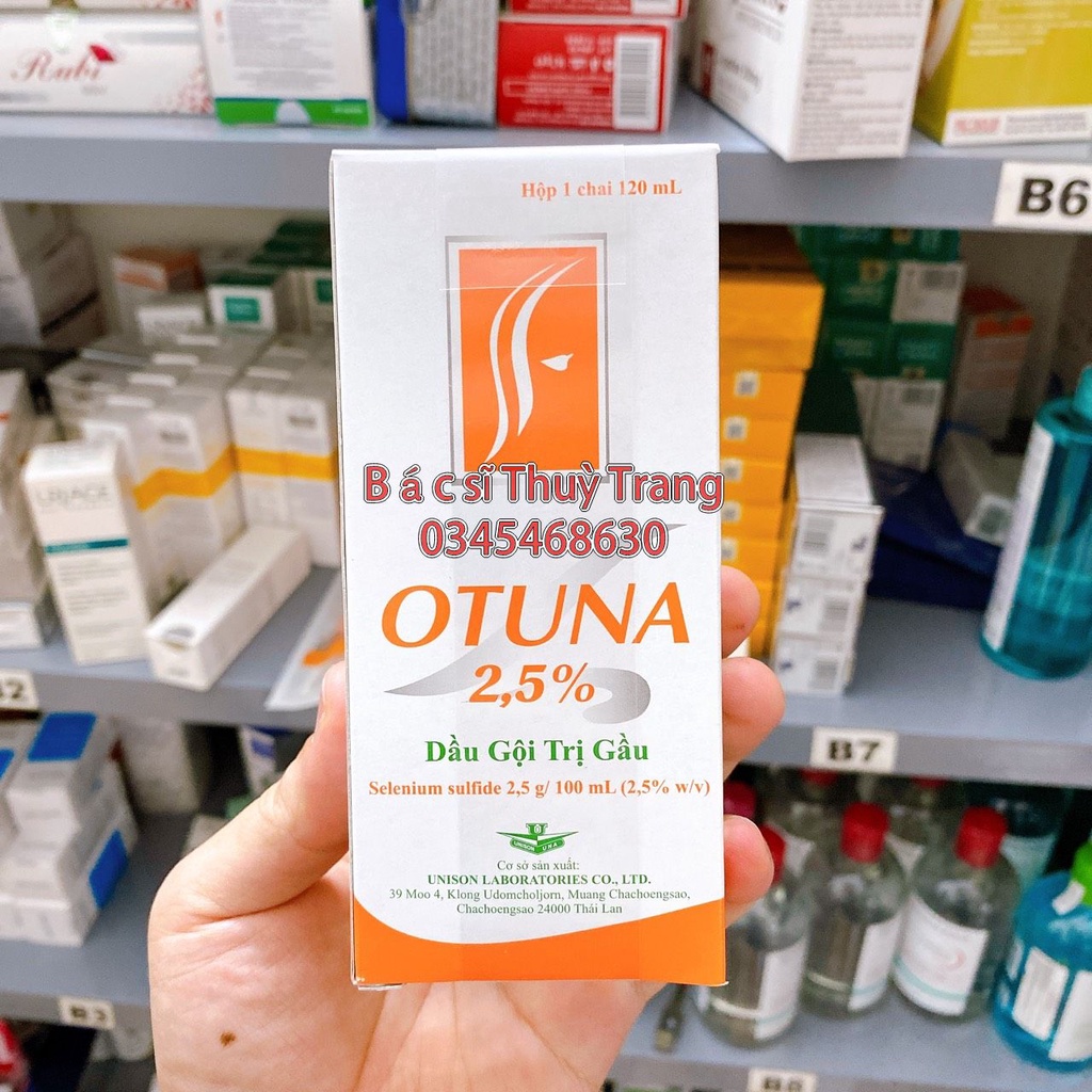 Dầu gội giảm gàu lang ben, tiết bã nhờn ở da đầu Otuna 2.5% - 120ml