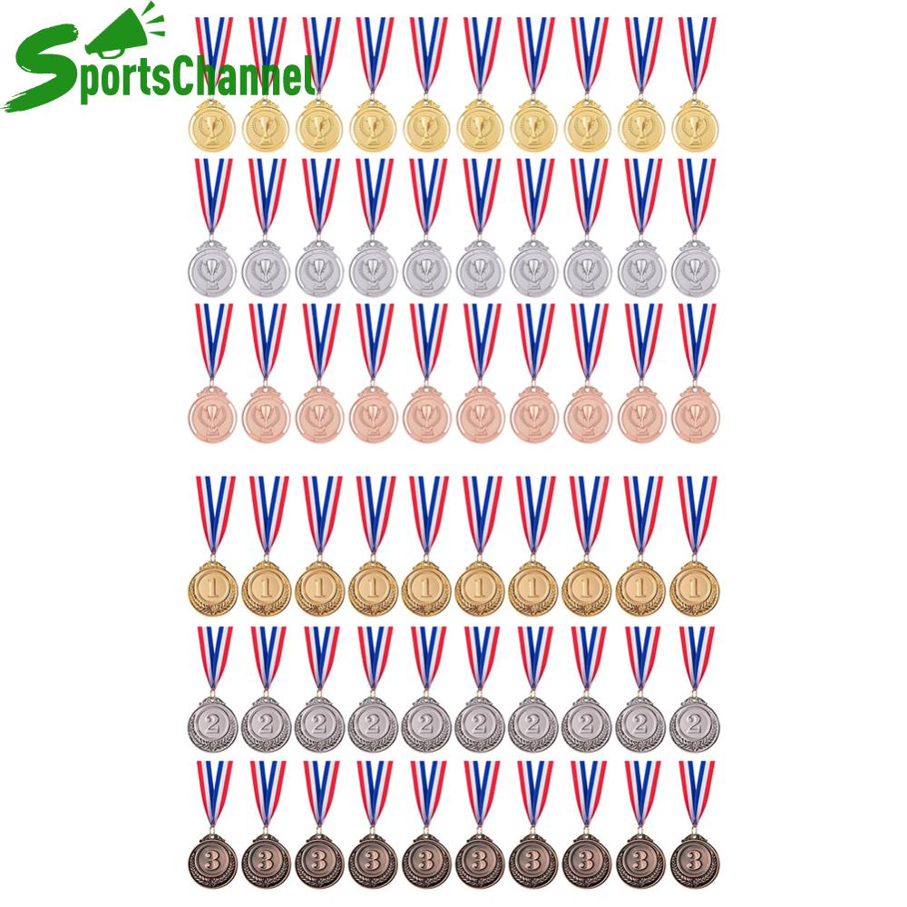 30Pcs 2Inch vàng bạc Bronze Giải Thưởng Huy Chương Với Cổ Ribbon Winner Giải Thưởng Vòng Vàng Giải Thưởng Cho Trẻ Em Trường Thể Thao Cuộc Họp