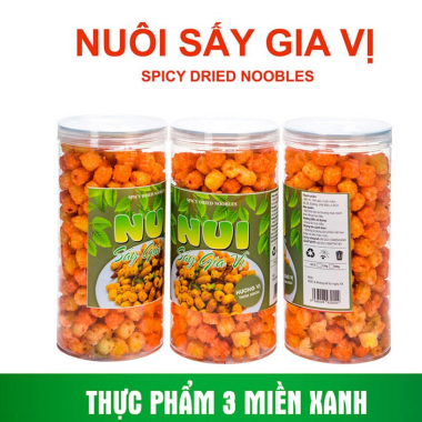 Nui Chiên Giòn, Nui Sấy Giòn,Hạt Sen Nui Cay Sấy Gia Vị Giòn Tan - 250gr