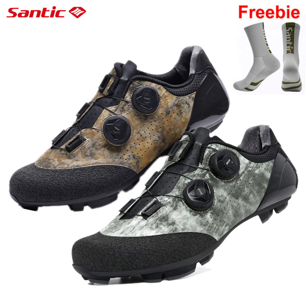 Santic Men Cycling Shoes for MTB Cleats Carbon Fiber Bottom Locking Mountain Bike Bicycle Sneakers ราคา 7,174 บาท*ส่งฟรี