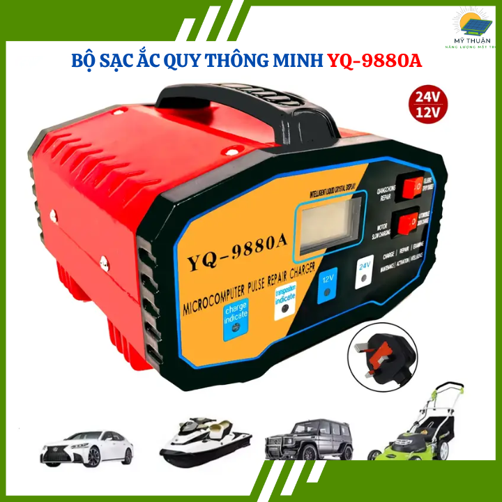 BỘ SẠC ẮC QUY THÔNG MINH YQ-9880A 12V-24V CHÍNH HÃNG SẠC BÌNH Ô TÔ, XE MÁY, XE TẢI