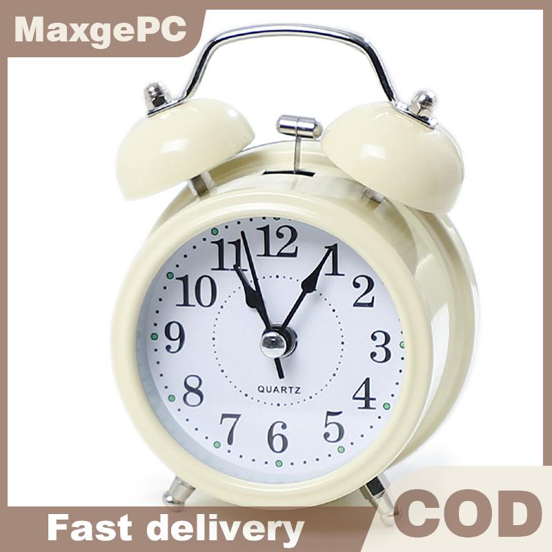 MaxgePC Siêu Lớn Retro Chuông Đồng Hồ Báo Thức Phòng Ngủ Nhỏ Ánh Sáng Ban Đêm Sinh Viên Đầu Giường Đồng Hồ Bàn Trang Trí Trang Trí Nhà