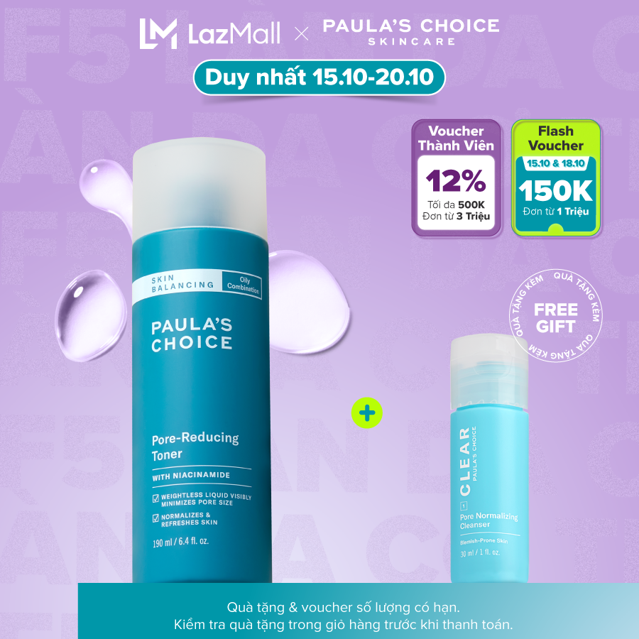 Nước hoa hồng Cân Bằng độ ẩm và Điều Chỉnh Lỗ Chân Lông Paula’s Choice Skin Balancing Pore Reducing Toner 190ml 1350
