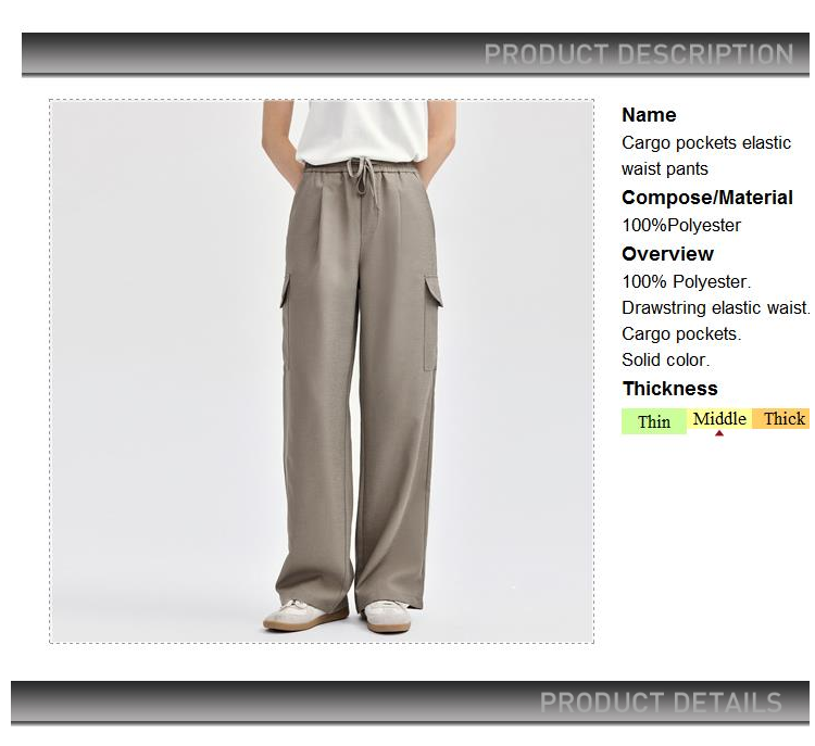 Giordano Women Pantaloni cargo con tasche elastiche in vita Spedizione gratuita 18414802