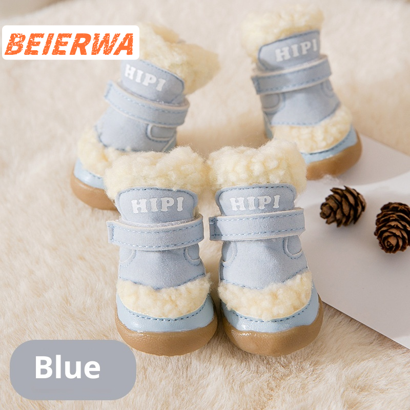 BEIERWA Winter Warm Dog Boots with Non-Slip Sole and Soft Fleece Lining for Small Dogs ราคา 207 บาท*ส่งฟรี