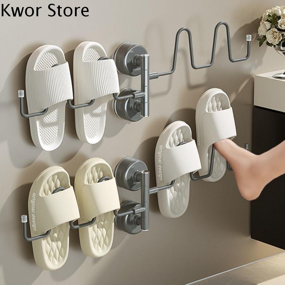 DETFRG Có thể xoay Giá phơi giày có giác hút Hai Lớp Không thấm nước Móc phơi quần áo Cứng cáp Tái sử dụng Giá để giày gắn tường Dép lê