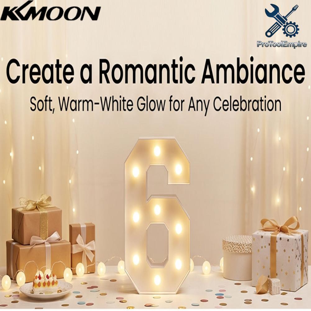 KKmoon LED Light Up Number 6 Warm White Battery Operated 70cm Large Lighted Number for Anniversary Party Decor
