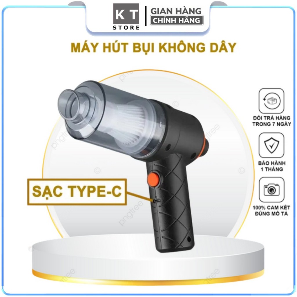Máy Hút Bụi Không Dây Cầm Tay - Lực Hút 65,000 vòng/phút, Thiết Kế Nhỏ Gọn