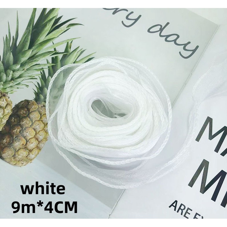 4cm/9m Fishtail Ribbon Yarn With Edge Wrap Flower Gift Birthday Cake Decoration hair ornament