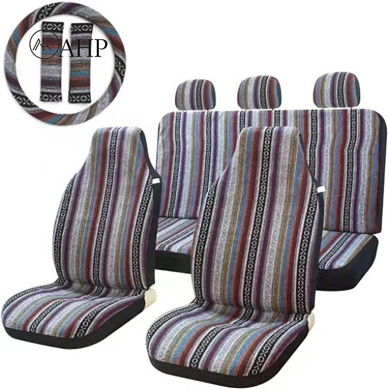 fansuq ready stock Saddle Blanket Car Seat Covers Colorful Stripe Front