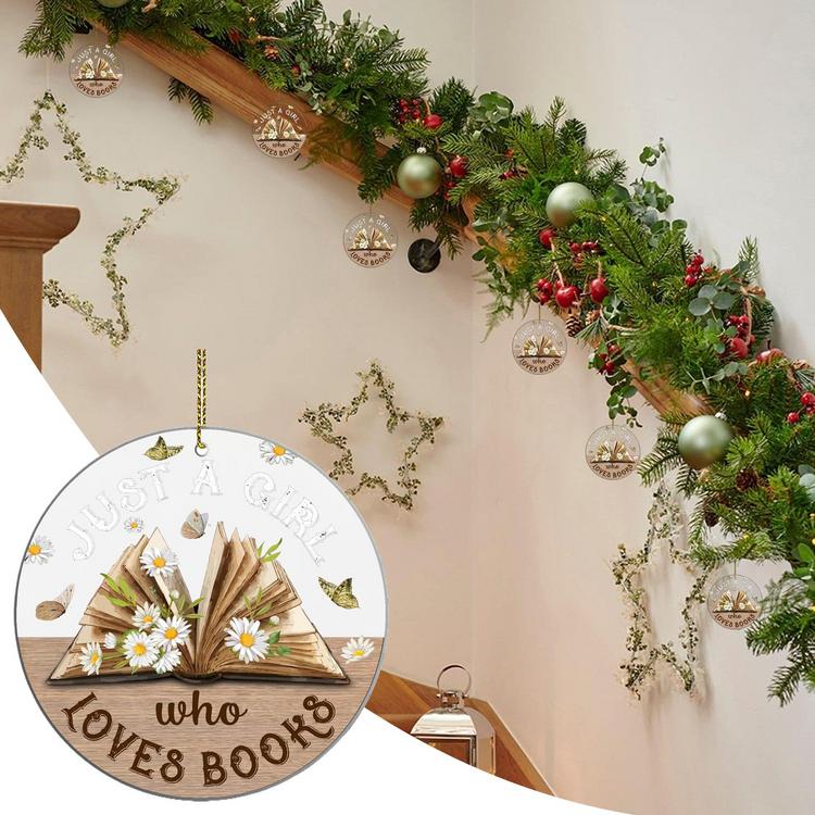 Đồ Trang Trí Con Mọt Sách Giáng Sinh Trang Trí Người Yêu Sách Mặt dây chuyền cổ điển cây thông Noel bằng acrylic 2D Trang trí sách có thể treo cho gia đình cặp đi học giá sách nội thất ô tô diplomatic
