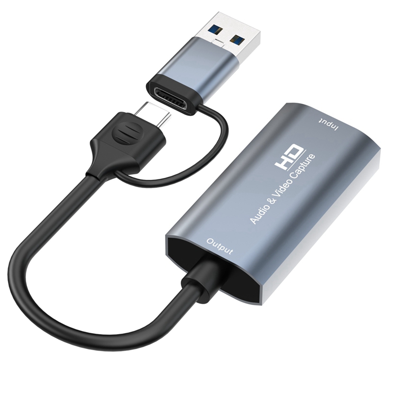 4K -Compatible to Type-C+USB Video Capture Card 1080P USB Computer Game Live Audio Video Capture Card