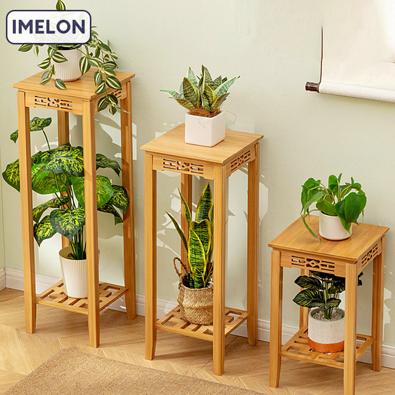 Balcony flower stand, potted plant shelf solid wood, multi