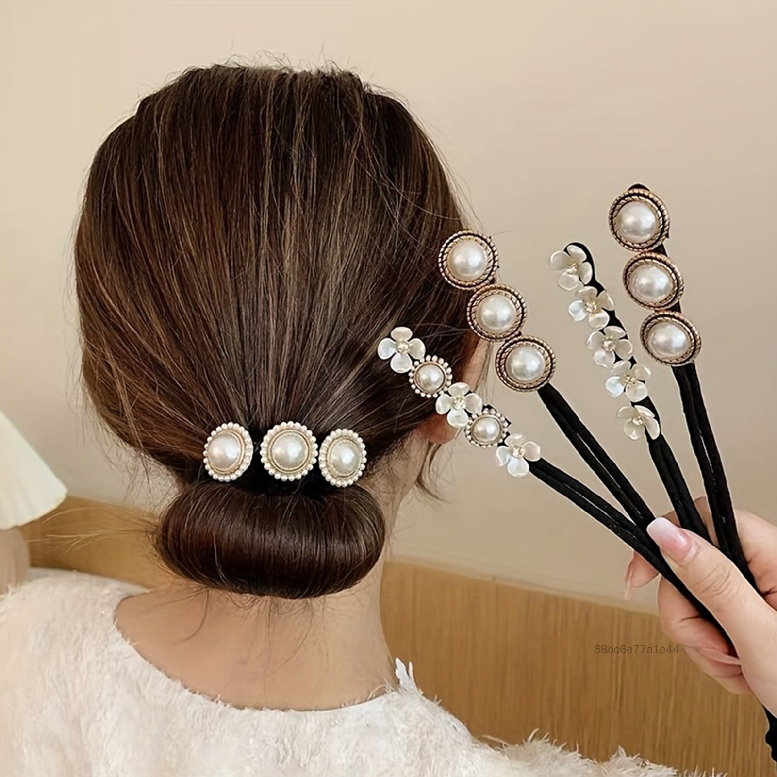 Pearl Flower Hair Bun Maker Easy Bun Maker Lazy Hair Curler ba lê ba lê cho phụ nữ phụ kiện Curler SRJS-VN - 4