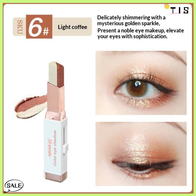 Follow Get New【TIS】 Đôi Màu Eyeshadow Stick Long Lanh Nổi Bật Bóng Dính Mắt Trang Điểm Không Thấm Nước Lâu Dài Nhanh Chóng Áp DỤNG Eyeshadow Nữ Trang Điểm Sản Phẩm - 2