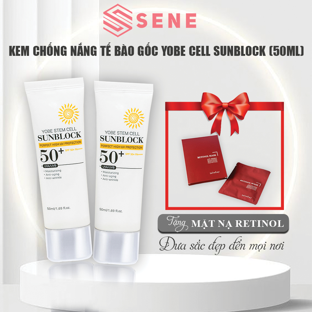 Kem Chống Nắng Tế Bào Gốc Yobe Cell Sunblock 50Ml, Kem Chống Nắng Hoàn Hảo, Thấm Nhanh Thoáng Da - Y